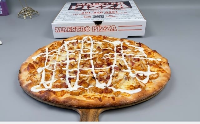 Chicken Cutlet Bacon Ranch Pizza.